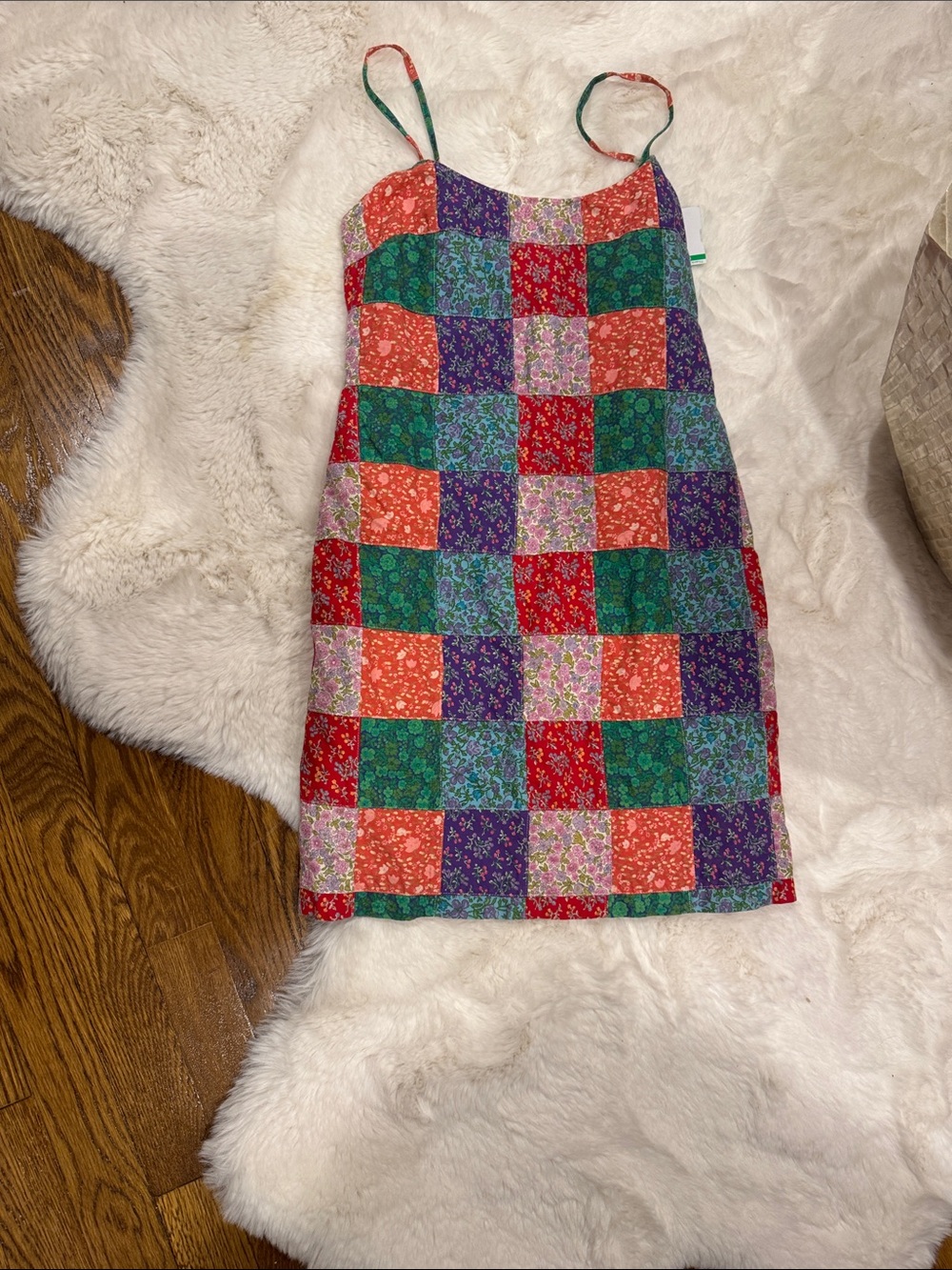 Ralph Lauren Patchwork Vintage Floral Mini Dress in Red, Green, Purple & Pink